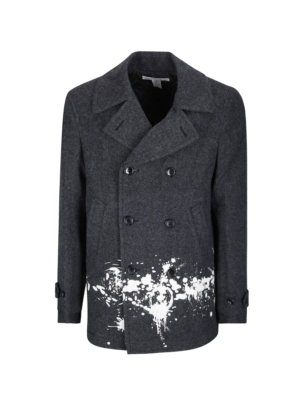 Comme Des Garçons Shirt paint-splatter double-breasted coat - Grigio
