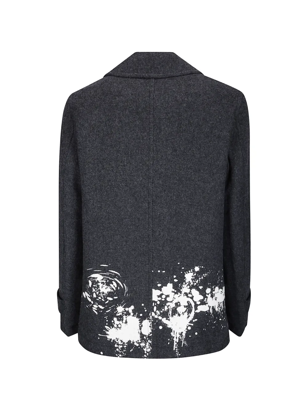 Comme Des Garçons Shirt Jas met dubbele rij knopen en verfspatten Grijs