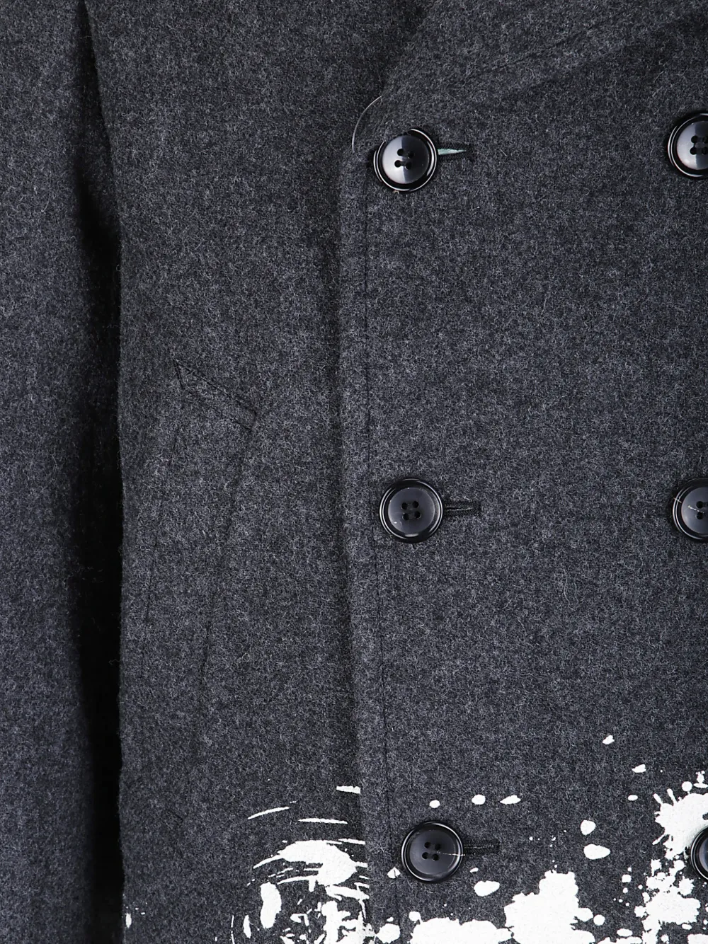 Comme Des Garçons Shirt Jas met dubbele rij knopen en verfspatten Grijs