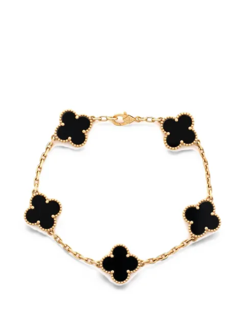 Van Cleef & Arpels Pre-Owned 18kt Vintage Alhambra 5 Motifs Gelbgoldarmband mit Achat und Onyx