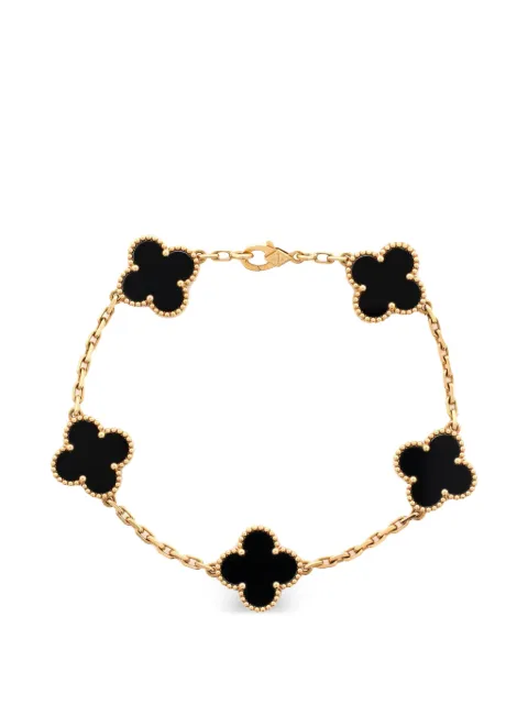 Van Cleef & Arpels Pre-Owned Vintage Alhambra 5 Motifs 18K Yellow Gold and Onyx bracelet