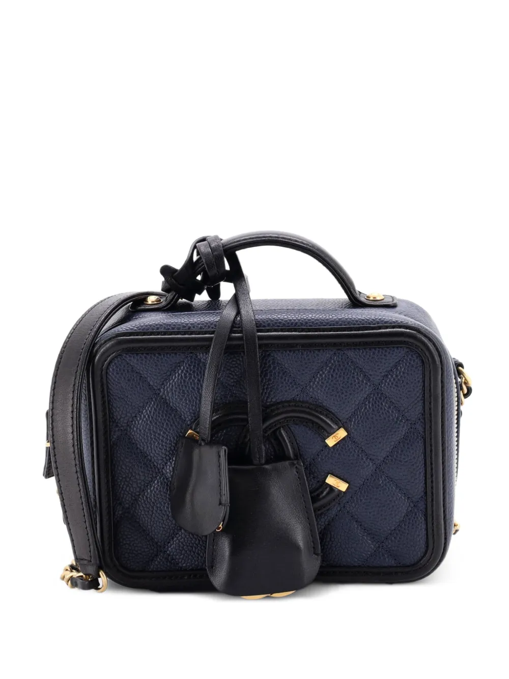 CHANEL Pre-Owned Filigree Vanity Case Quilted Caviar Small satchel - Blu