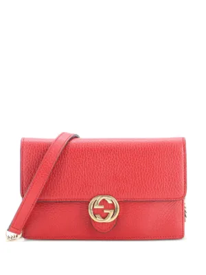 Gucci Pre-Owned インターロッキング ウォレット オン チェーン レザー