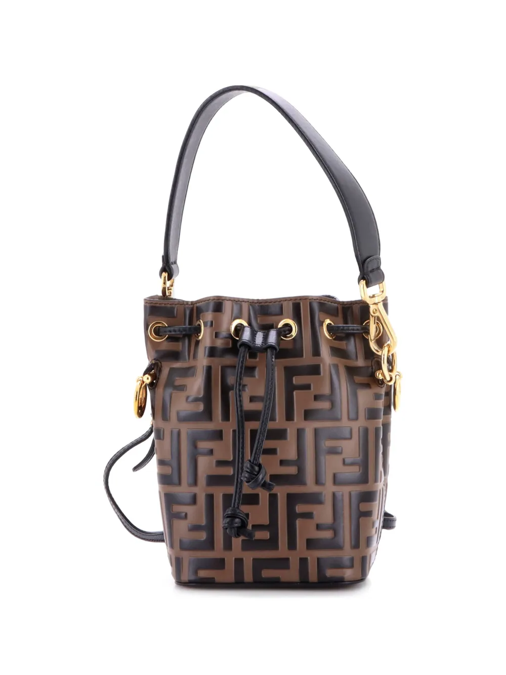 Fendi Pre-Owned sac seau Mon Trésor en cuir à motif Zucca embossé format mini - Marron Fendi Pre-Owned sac seau Mon Trésor en cuir à motif Zucca embossé format mini - Marron