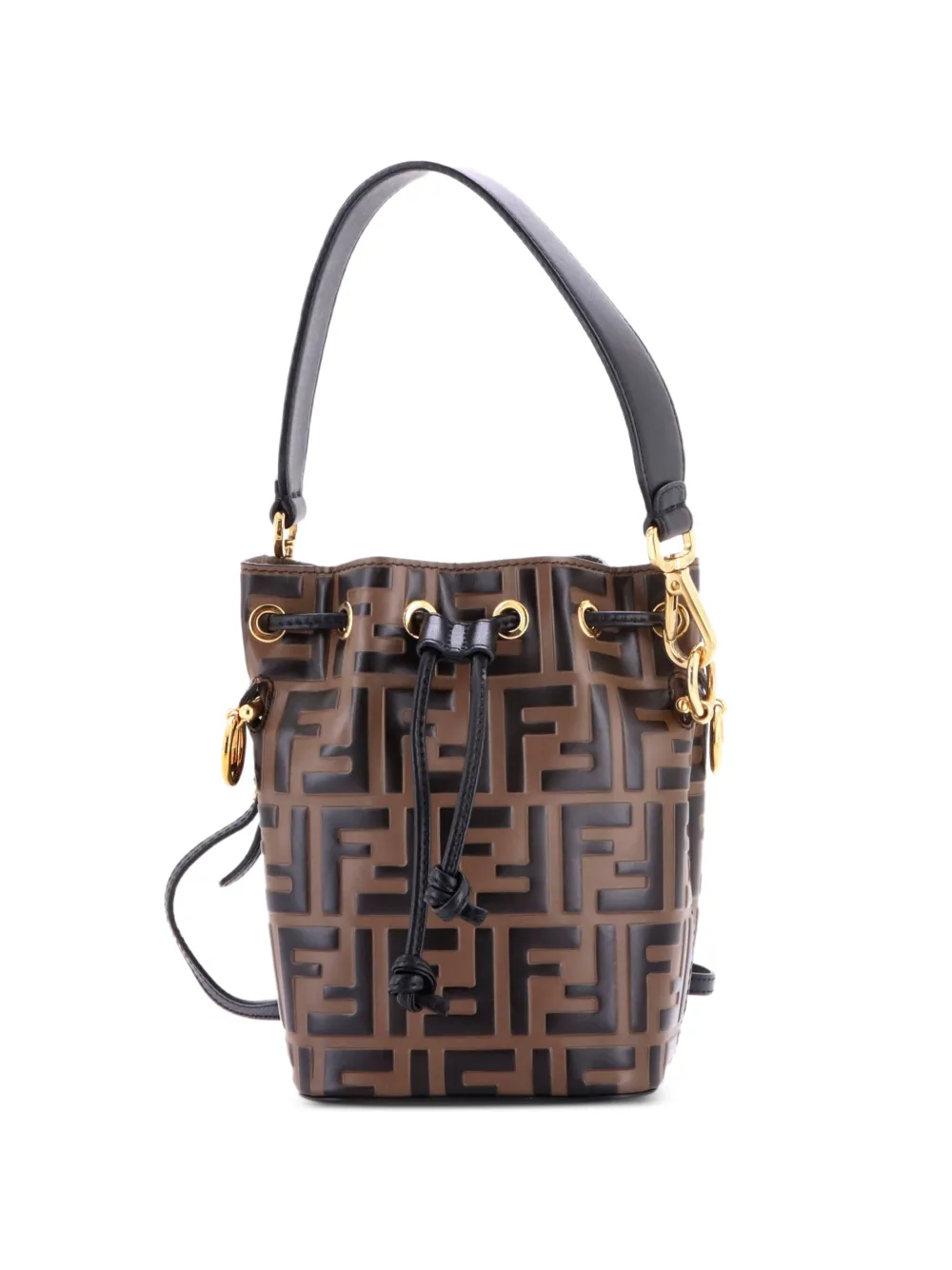 Fendi Pre-Owned Mon Tresor Zucca Embossed Leather Mini bucket bag - Brown