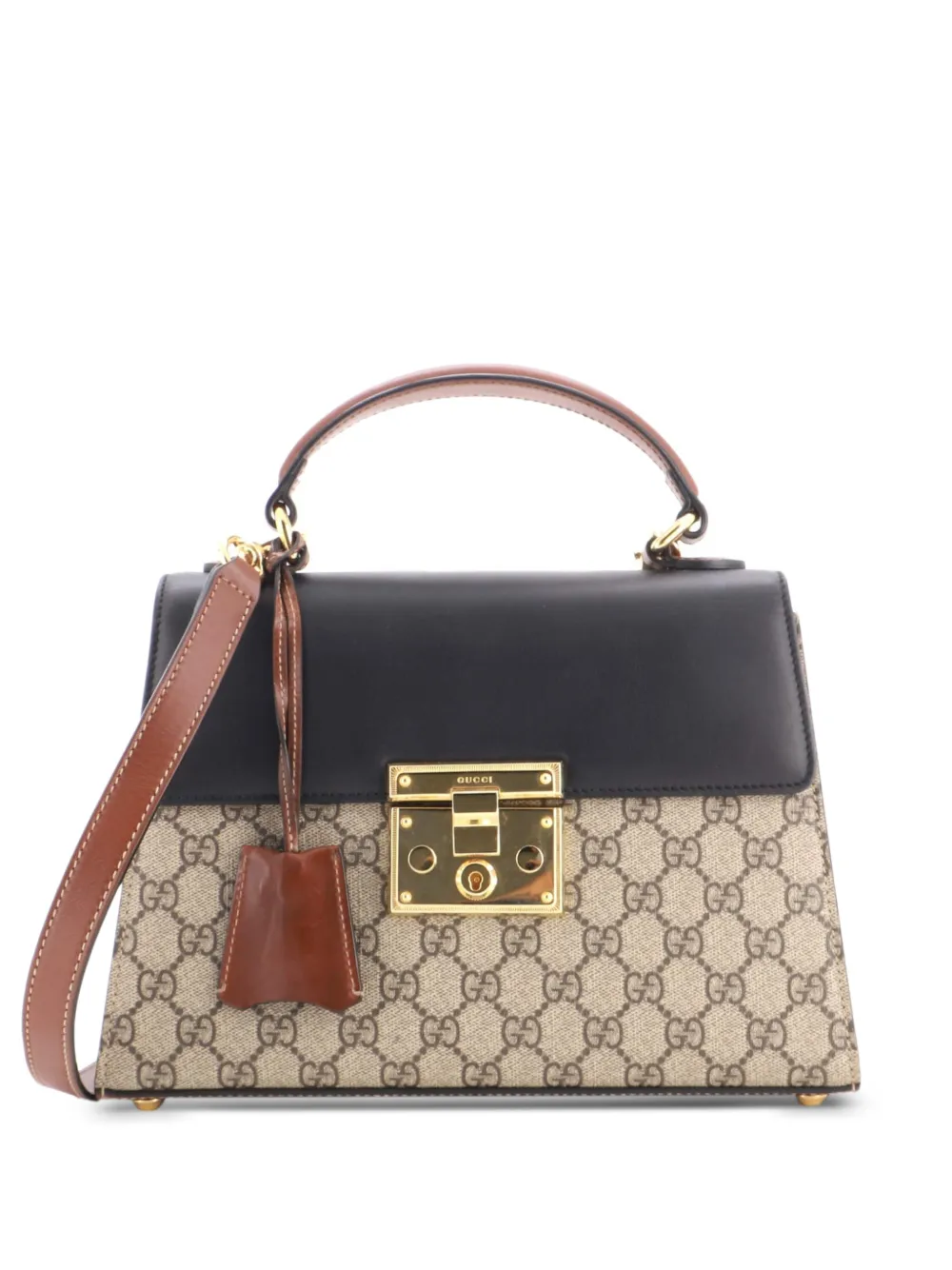 Gucci Pre-Owned Kleine Satchel-Tasche aus GG-Canvas und Leder mit Schloss - Schwarz