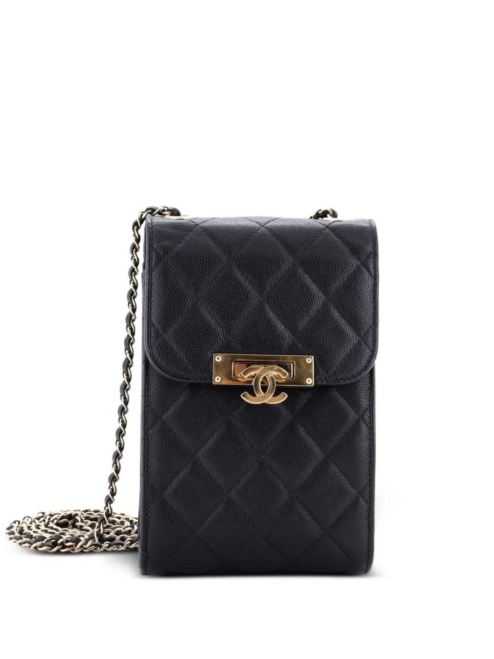 CHANEL Pre-Owned Golden Class Phone Holder Quilted Caviar crossbody bag - Nero