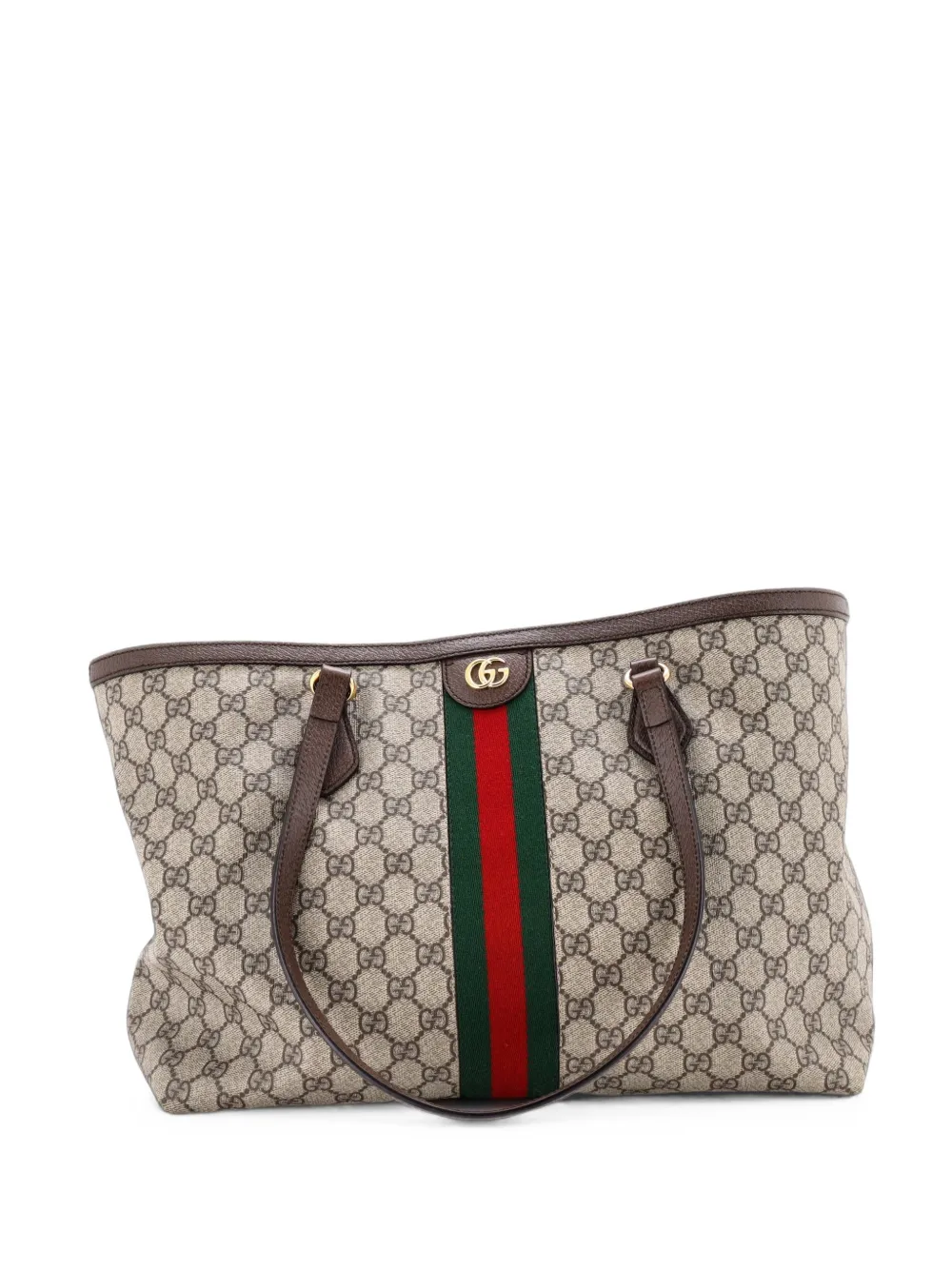 Pre-owned Gucci Ophidia Shopping Gg Coated Canvas Medium Tote Bag In Brown