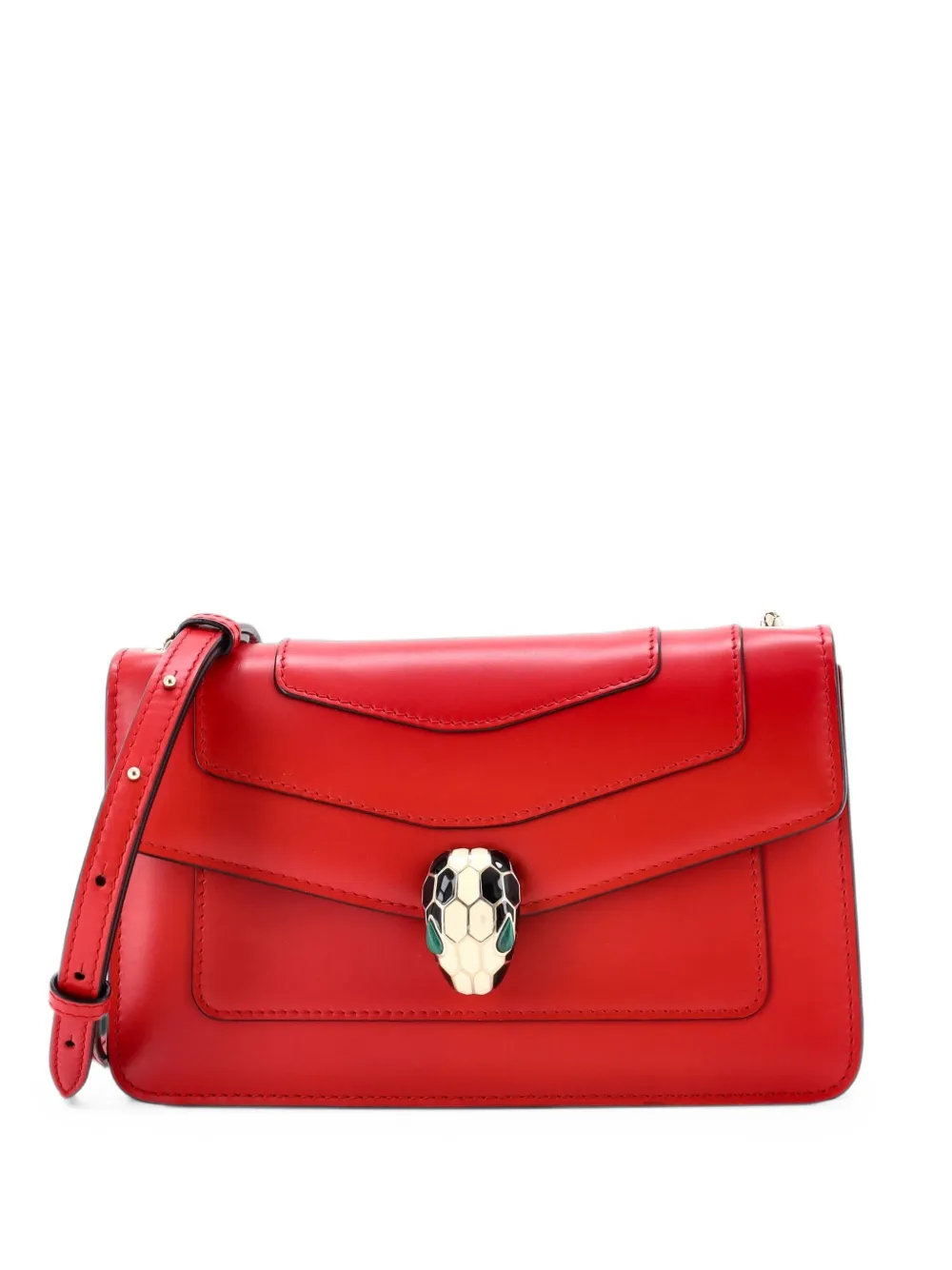 Pre-owned Bvlgari Serpenti Leather Small Crossbody Bag In Red