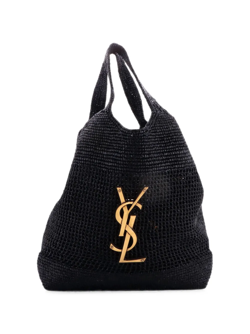 Saint Laurent Pre-Owned grand cabas Icare en raphia - Noir