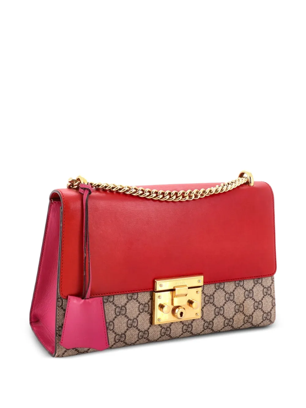 Gucci Pre-Owned Padlock GG Coated Canvas and Leather Medium shoulder bag - Red