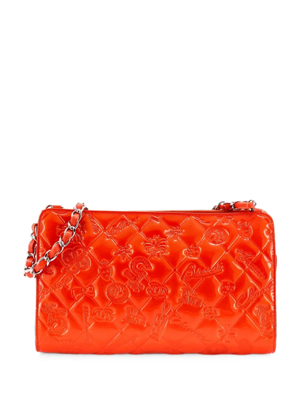 CHANEL Pre-Owned Gesteppte Lucky Symbols Pochette Clutch aus Lackleder - Orange