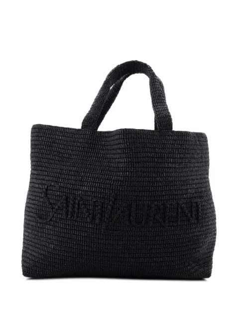 Saint Laurent Pre-Owned Logo Supple Embroidered Raffia tote bag