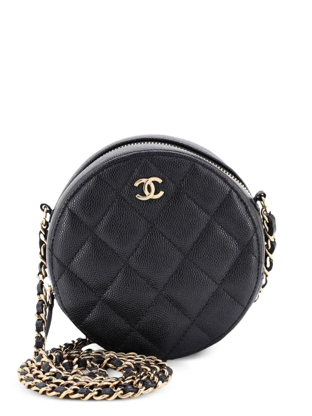 CHANEL Pre-Owned Round Clutch with Chain Quilted Caviar Mini crossbody bag - Nero