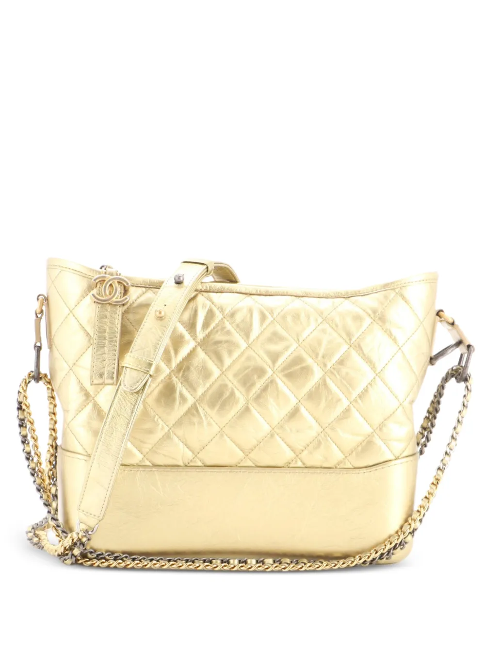 CHANEL Pre-Owned Gabrielle Quilted Metallic Aged Calfskin Medium hobo bag - Oro