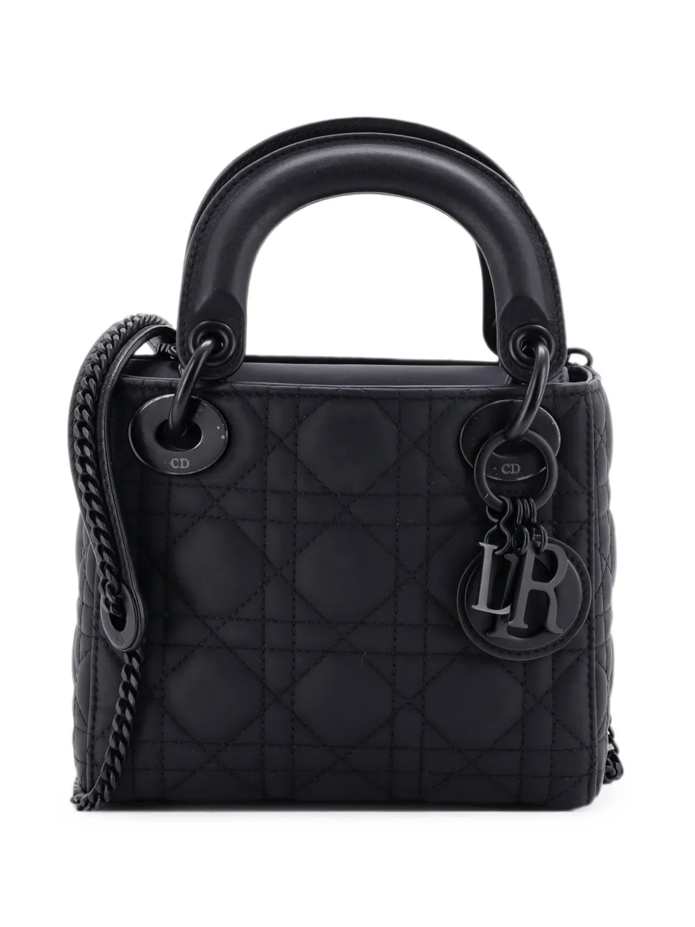 Christian Dior Pre-Owned Mini Ultra Matte Lady Dior Cannage Schultertasche mit Kette - Schwarz