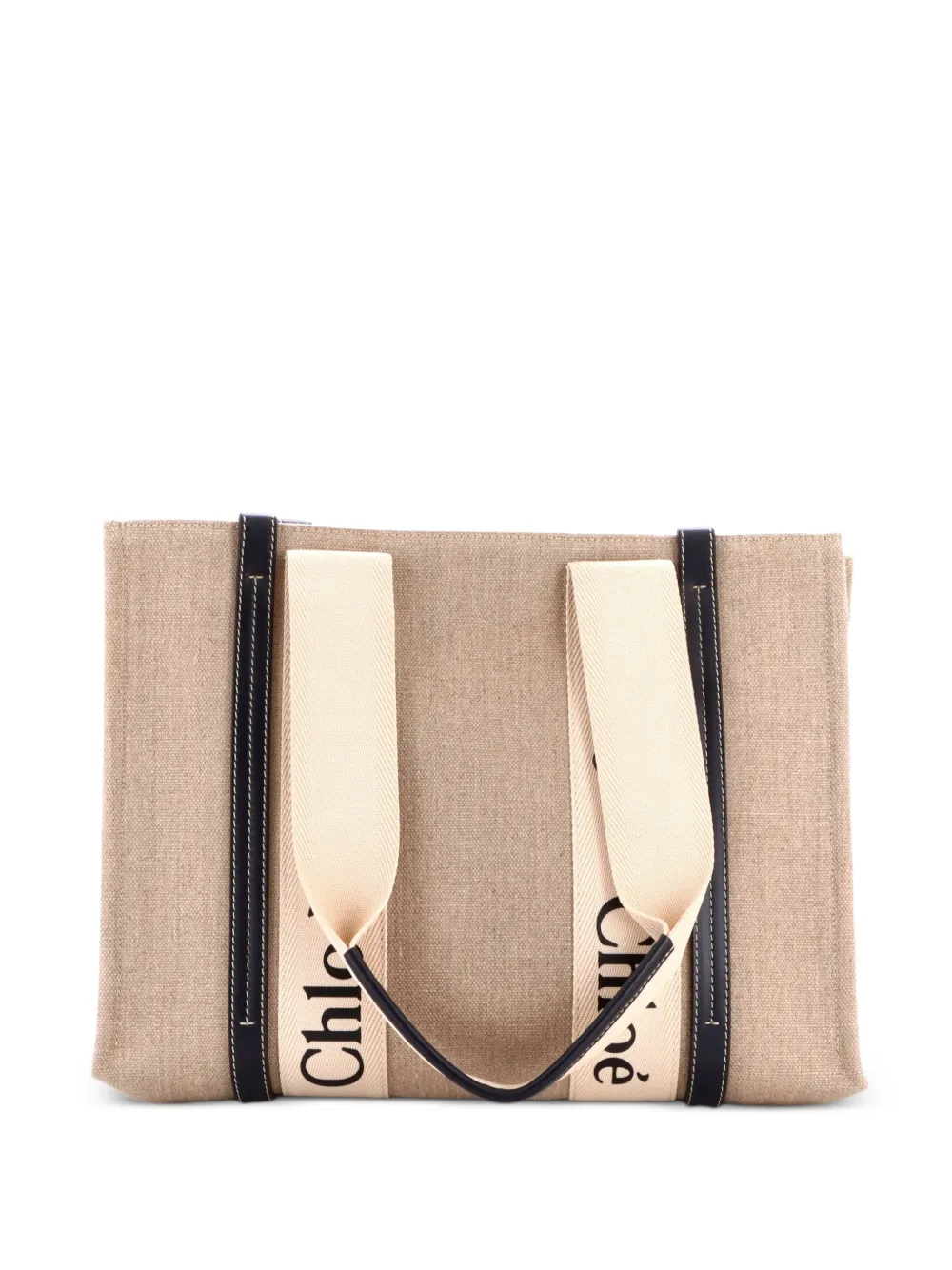 Chloé Pre-Owned Woody Canvas mit mittelgroßem Tote Bag - Braun