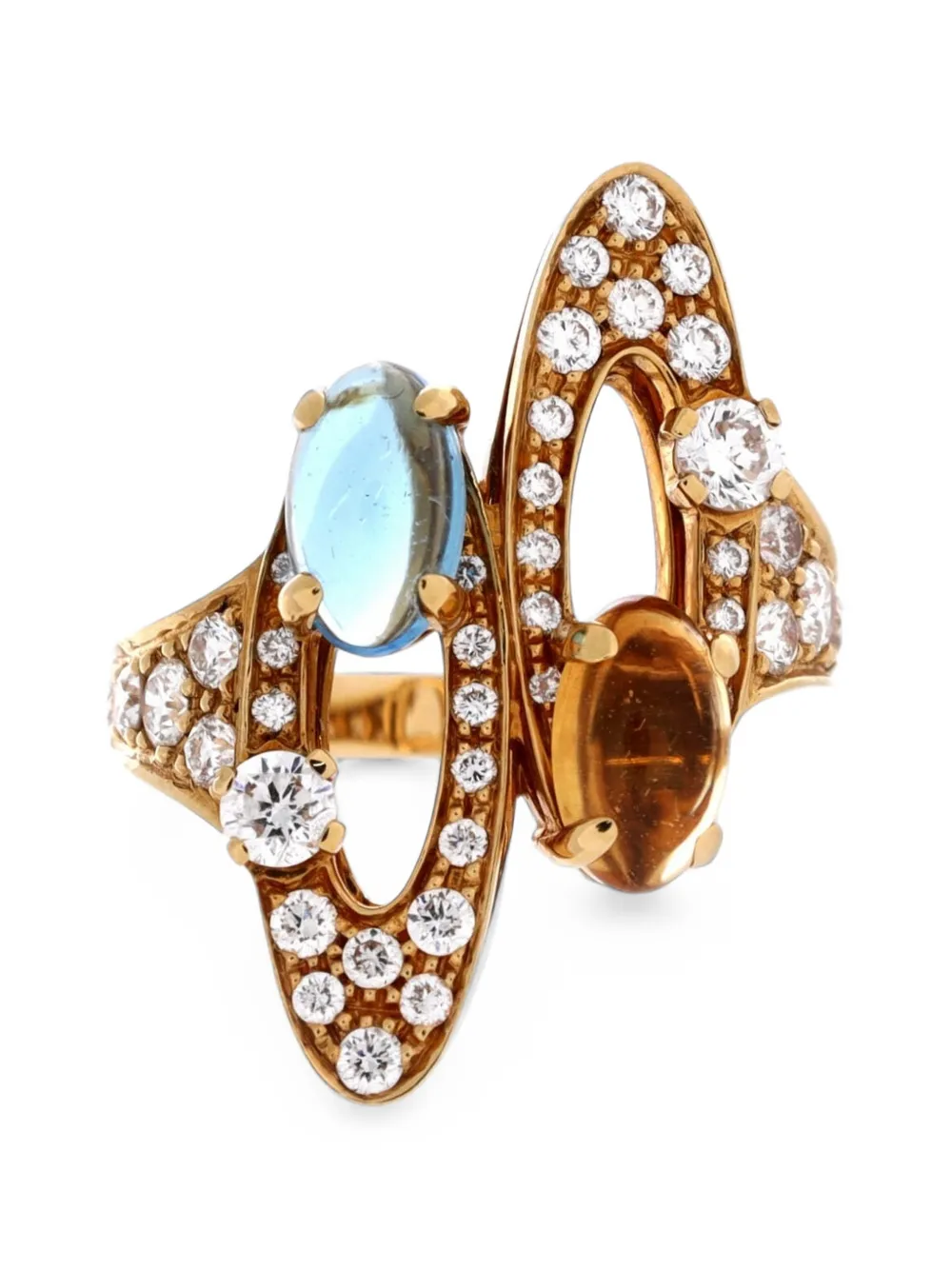 Bvlgari Pre-Owned Elisia 18K Yellow Gold with Diamonds, Citrine and Topaz ring - Oro