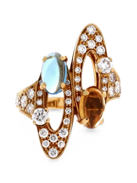Bvlgari Pre-Owned кольцо Elisia из желтого золота с бриллиантами, цитрином и топазом