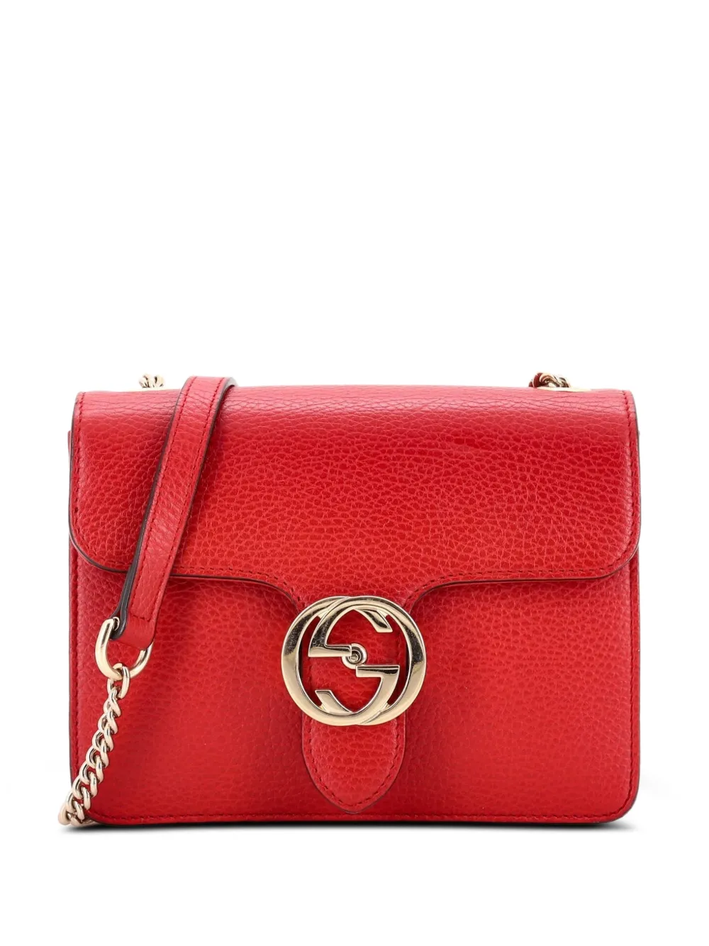 Gucci Pre-Owned Kleine Interlocking Schultertasche aus Leder - Rot