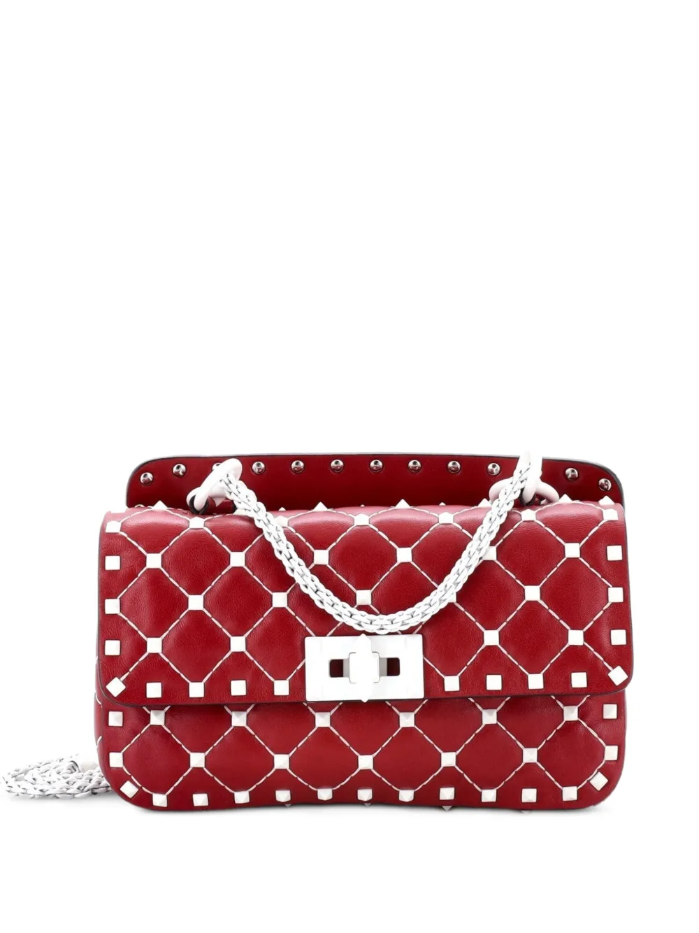 Valentino Garavani Pre-Owned Kleine Free Rockstud Spike Flap Schultertasche aus gestepptem Leder - Rot