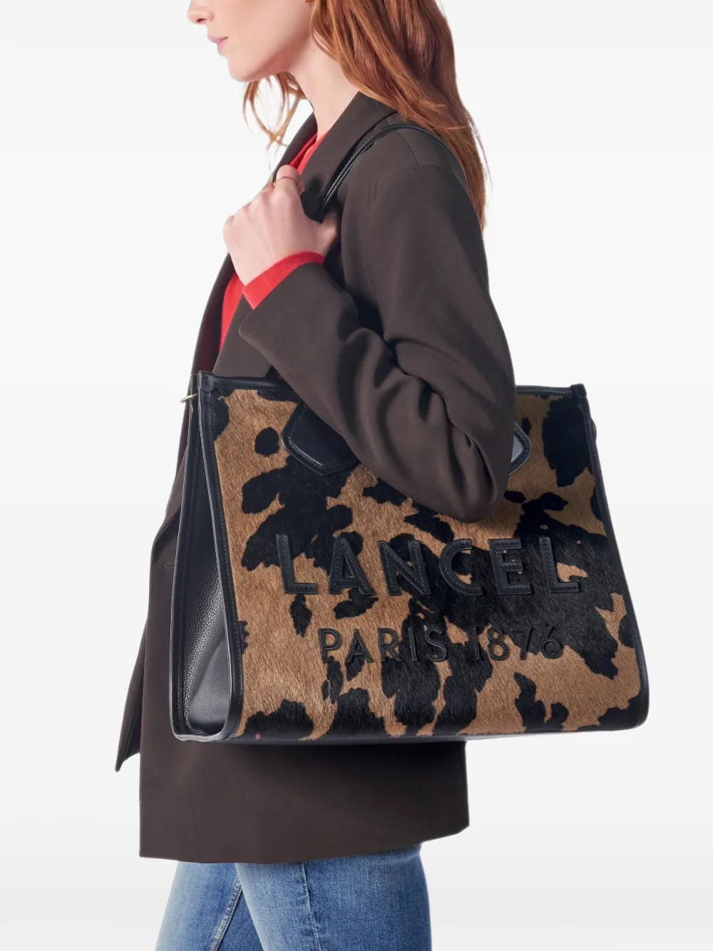 Lancel Leren shopper in ponystijl Bruin