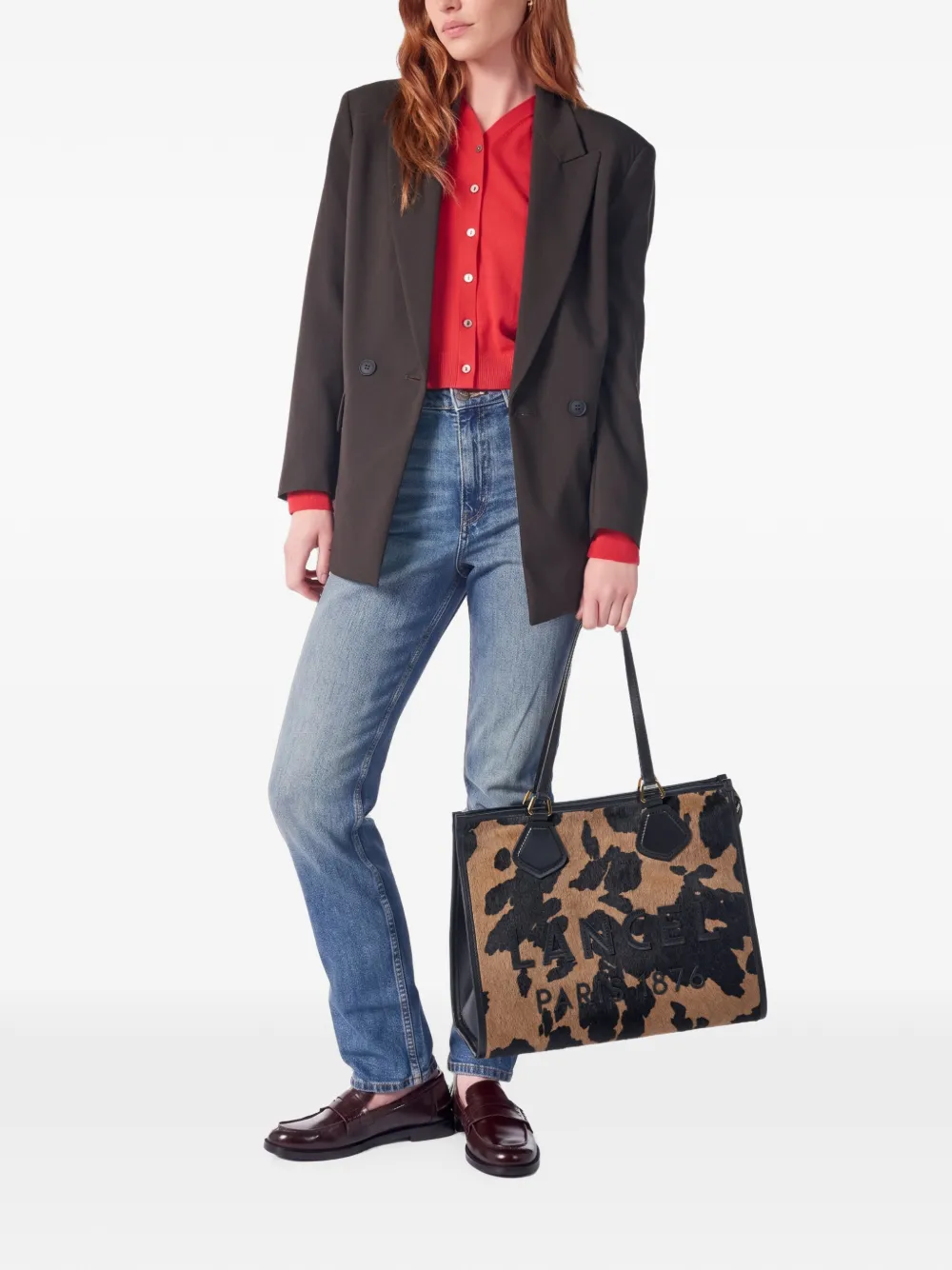 Lancel Leren shopper in ponystijl Bruin
