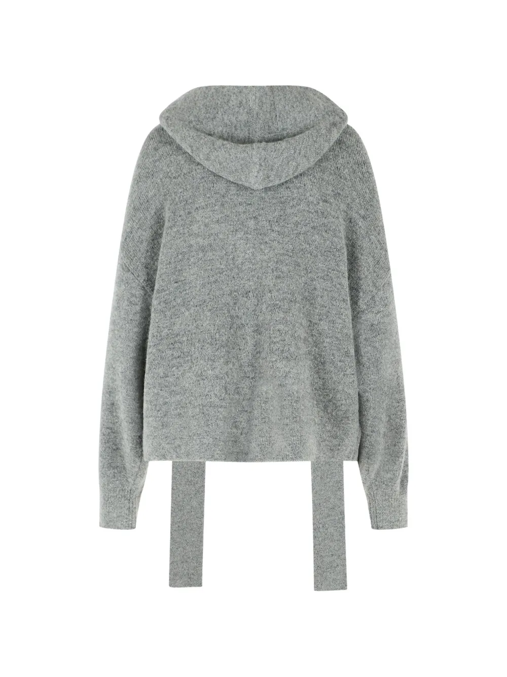 Closed fine-knit drawstring hooded sweater Grijs