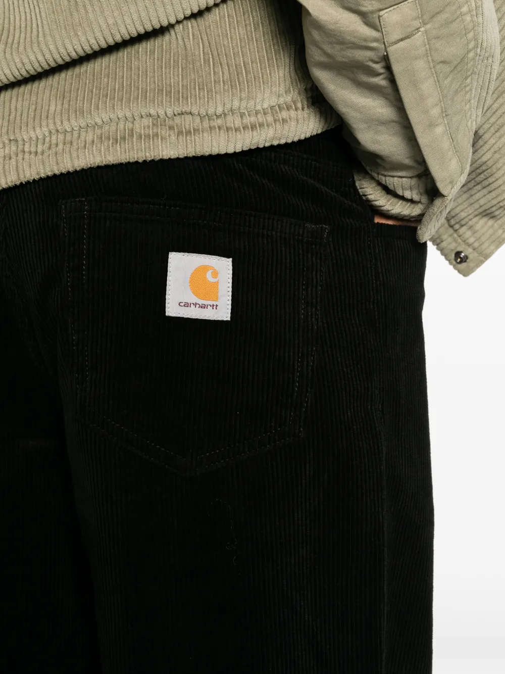 Carhartt WIP corduroy logo-patch jeans Zwart