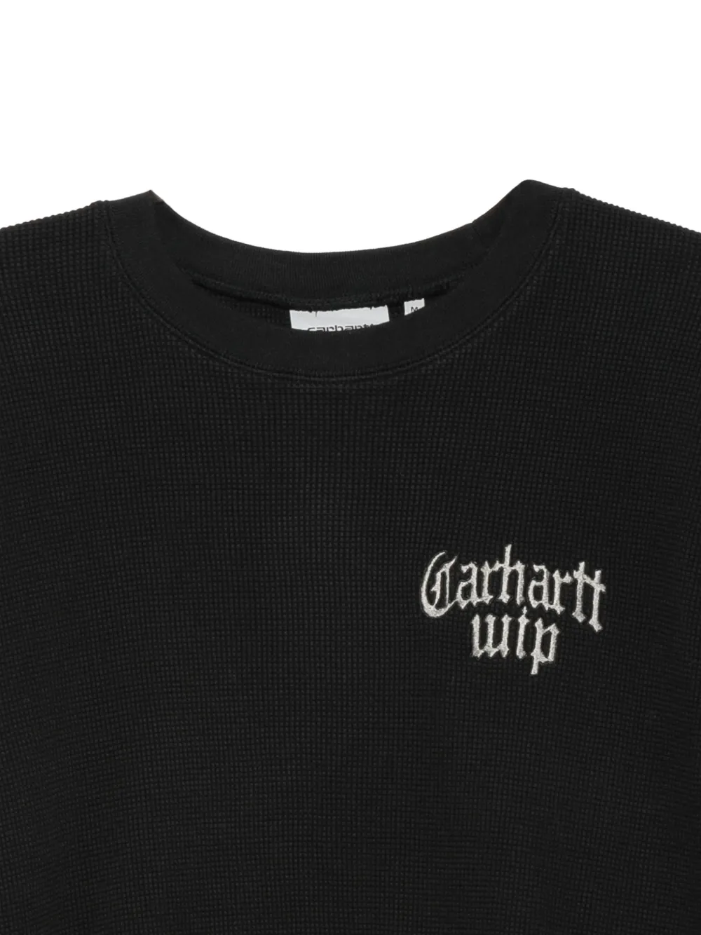 Carhartt WIP logo-embroidered waffle-knit T-shirt Zwart