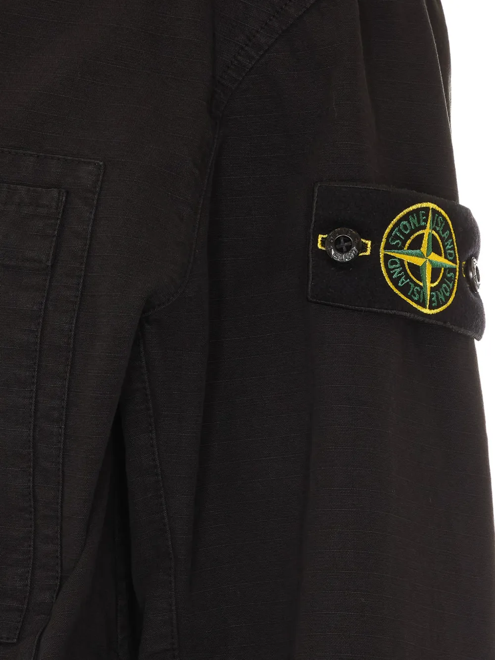 Stone Island ripstop hooded jacket Zwart