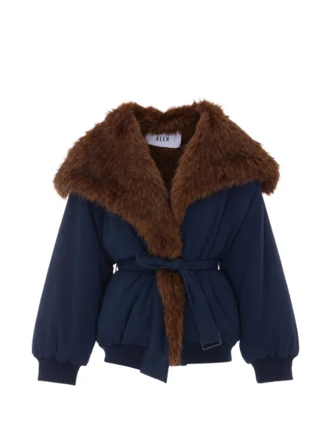 Eleh faux-fur trim belted jacket