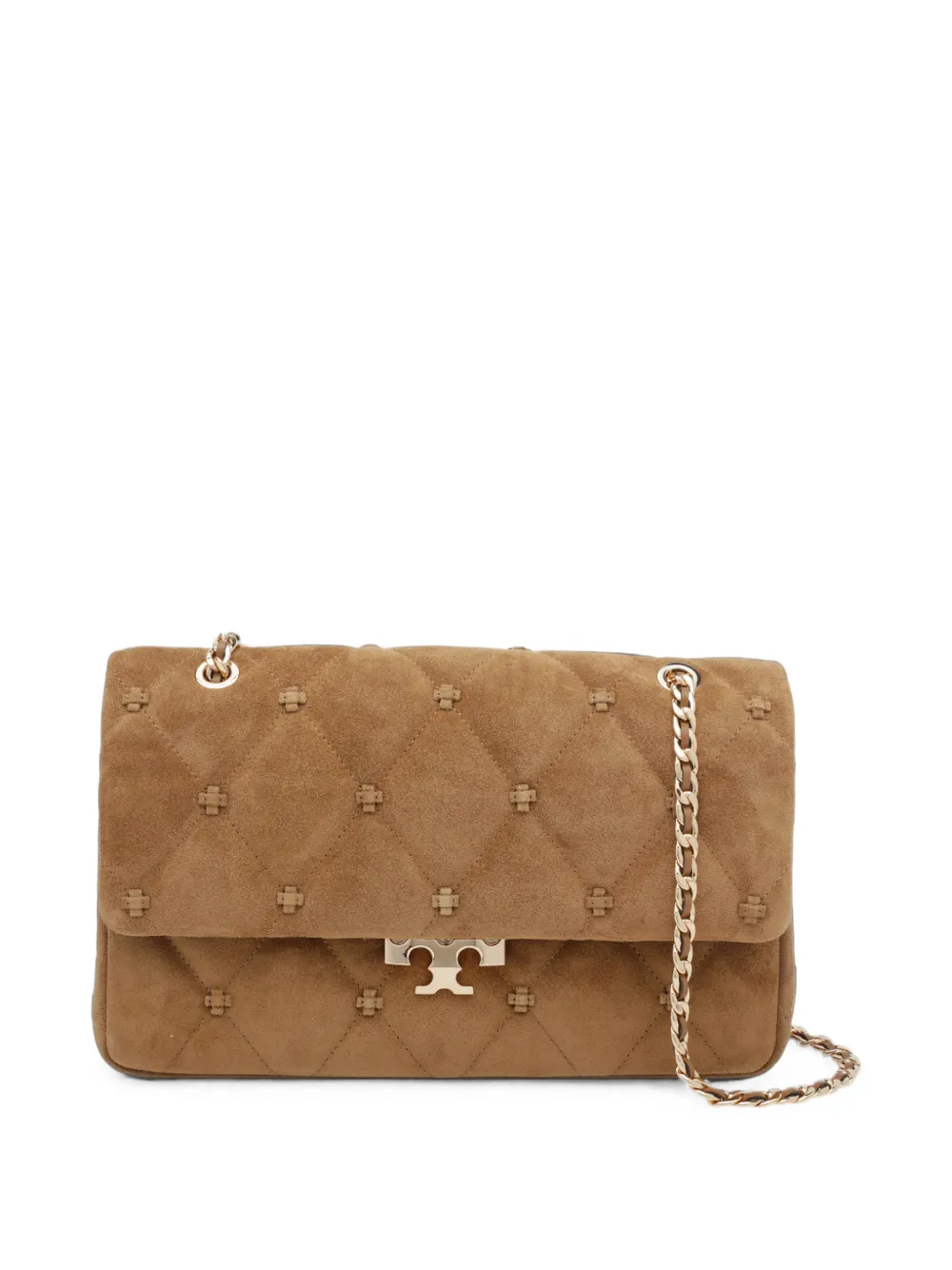 Tory Burch Bunny suède schoudertas met geknoopt detail Bruin