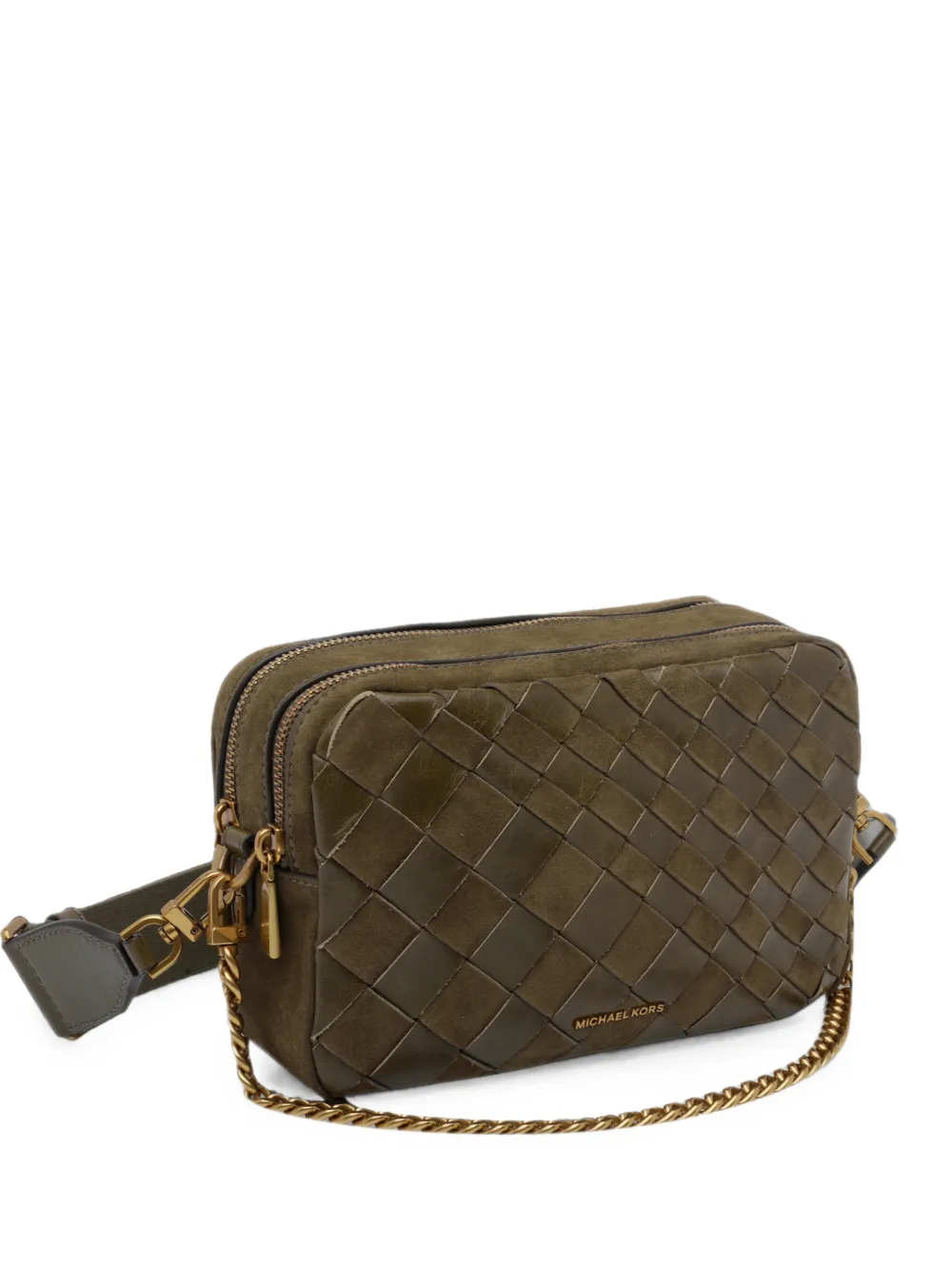 Michael Michael Kors Bryant medium woven suede camera crossbody bag