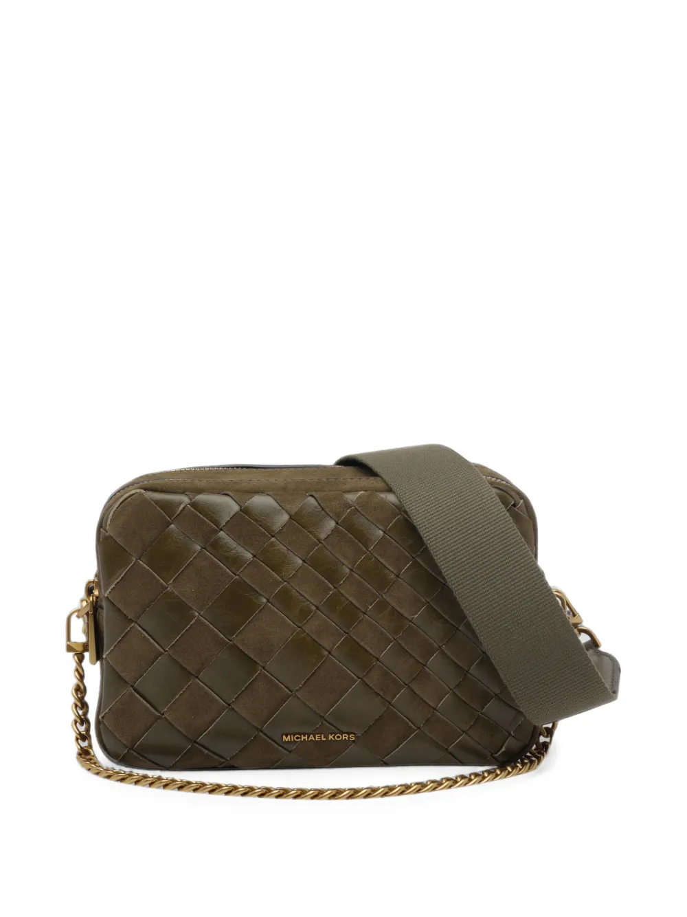 Michael Kors Medium Bryant geweven suède crossbodytas Groen