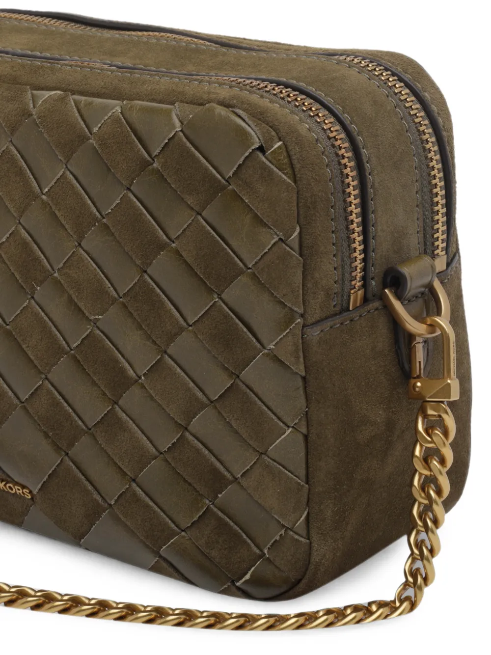 Michael Kors Medium Bryant geweven suède crossbodytas Groen