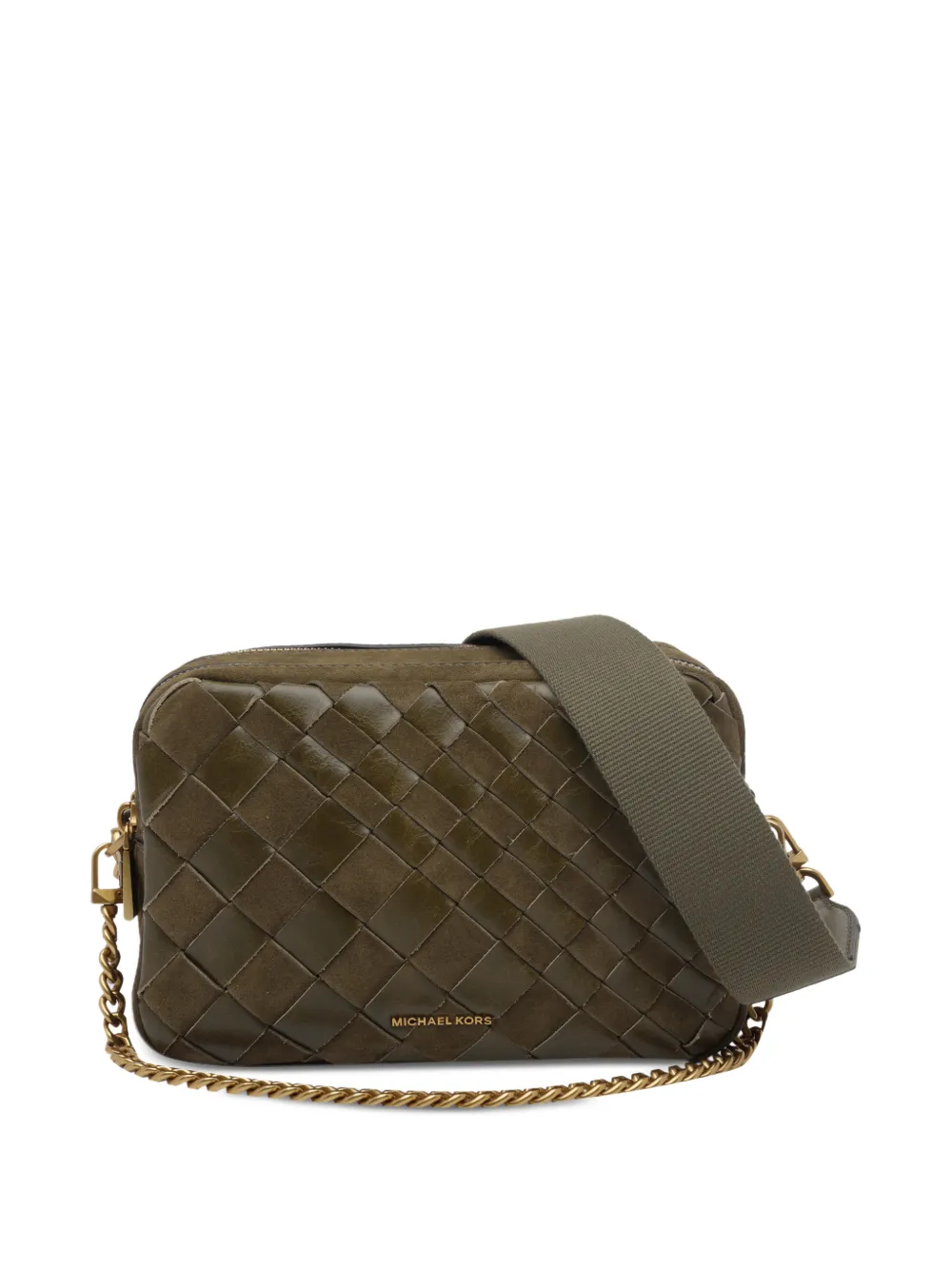 Michael Kors Medium Bryant geweven suède crossbodytas Groen