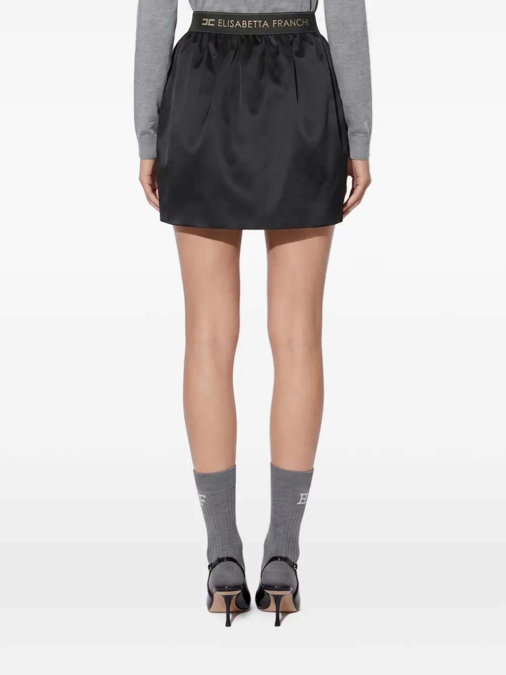 Elisabetta Franchi Zijden gazar mini-rok Zwart
