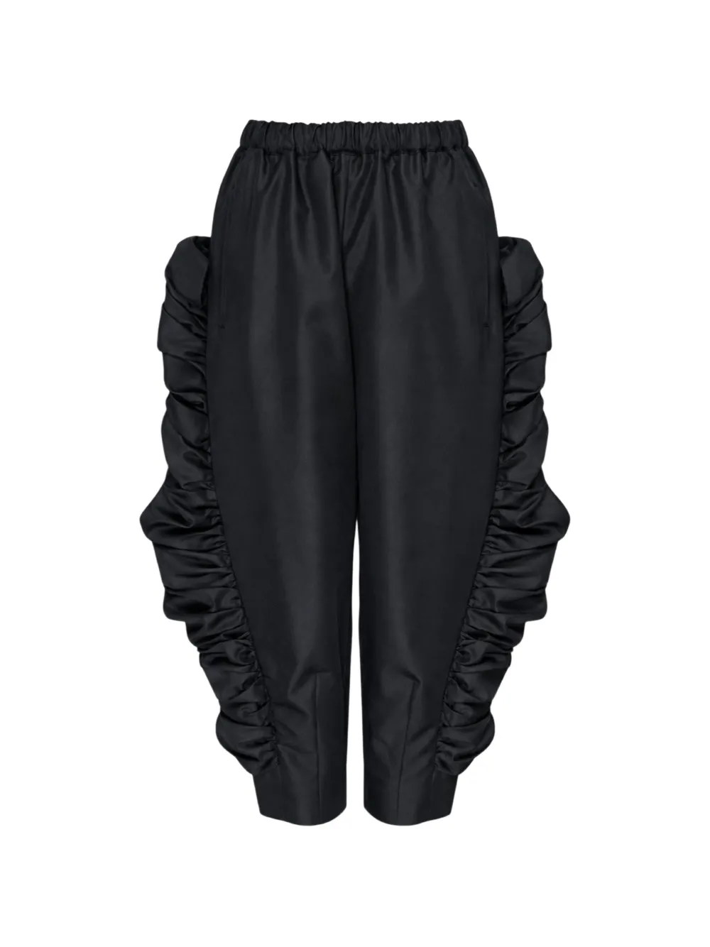 Comme Des Garçons ruffled cropped tapered trousers Zwart