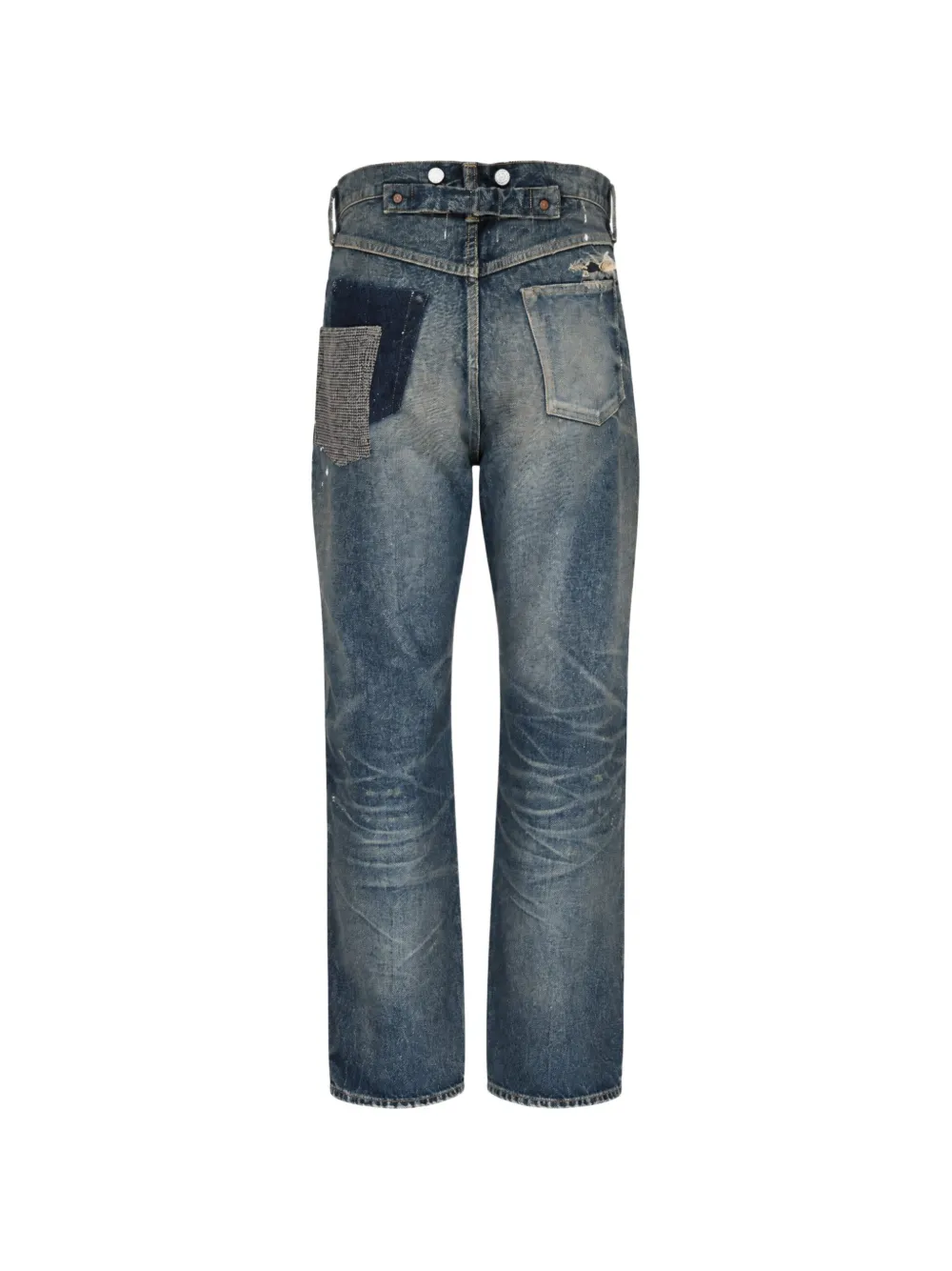 Comme Des Garçons Gerafelde jeans met patchwork Blauw