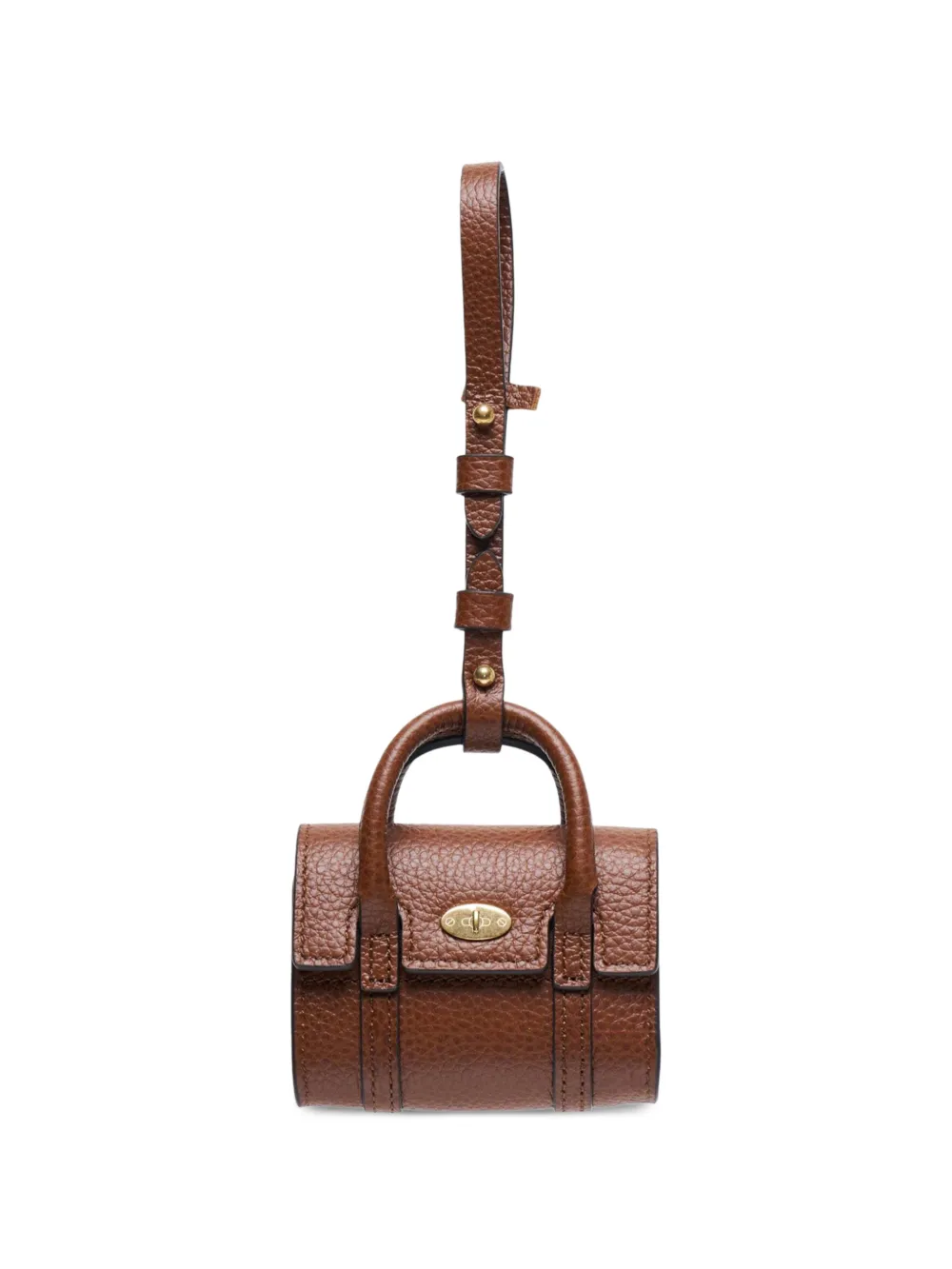 Mulberry mini Bayswater leather bag charm Bruin