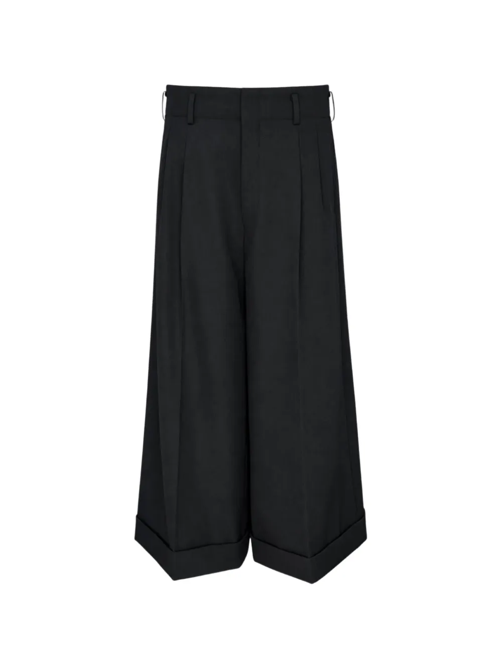 Comme Des Garçons pleated turned-up palazzo pants Zwart
