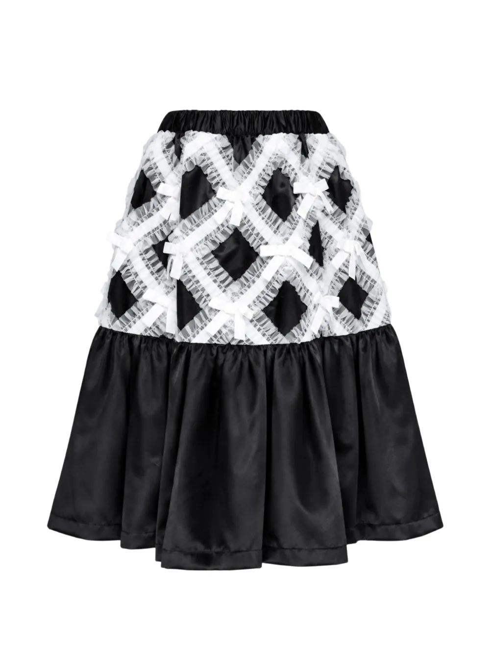 Comme Des Garçons Girl bow-embellished ruffled midi skirt Zwart