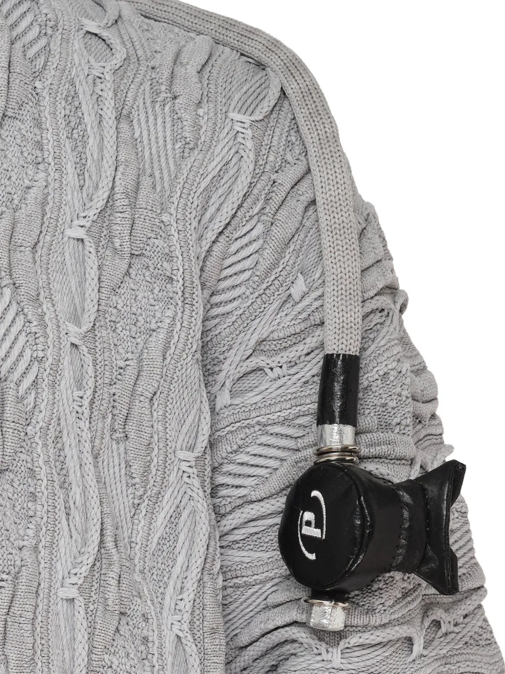 Doublet Kabelgebreide trui met klepdetail Grijs