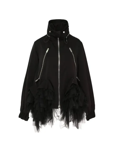 Noir Kei Ninomiya tulle-ruffled zip-up jacket