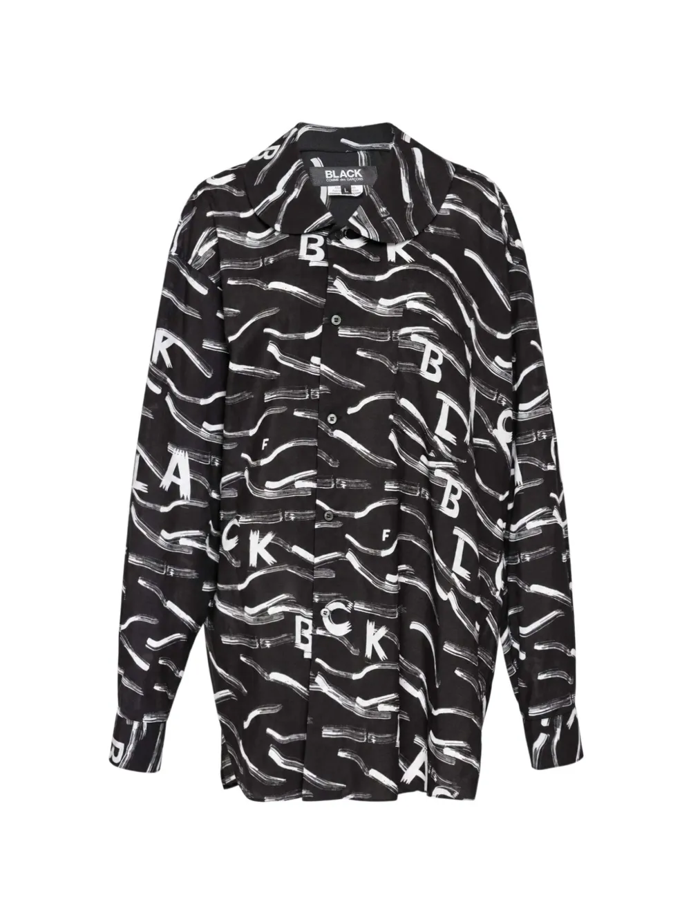Black Comme Des Garçons abstract-print Peter Pan-collar shirt Zwart