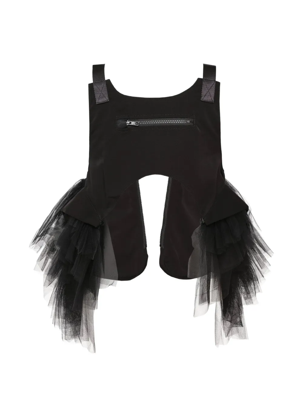 Noir Kei Ninomiya haut sans manches à boucle et finitions en tulle Noir Kei Ninomiya haut sans manches à boucle et finitions en tulle