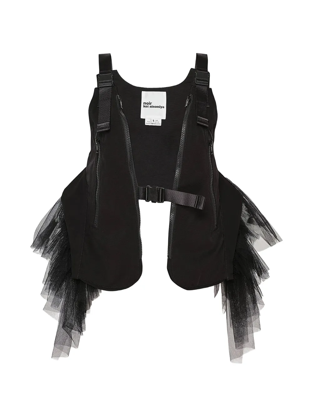 Noir Kei Ninomiya haut sans manches à boucle et finitions en tulle Noir Kei Ninomiya haut sans manches à boucle et finitions en tulle