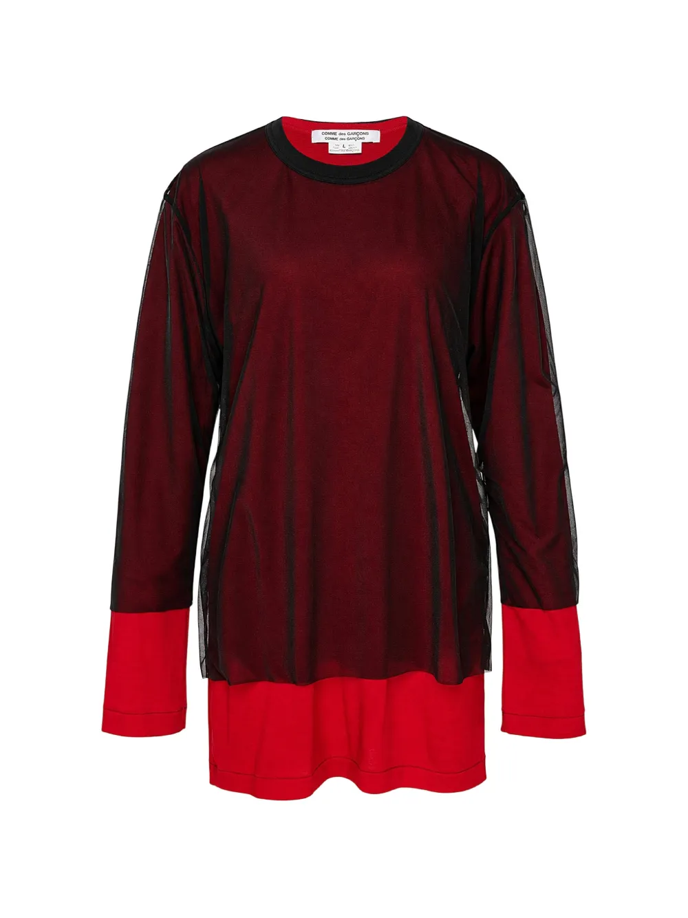 Comme Des Garçons Comme Des Garçons layered mesh-overlay T-shirt Rood