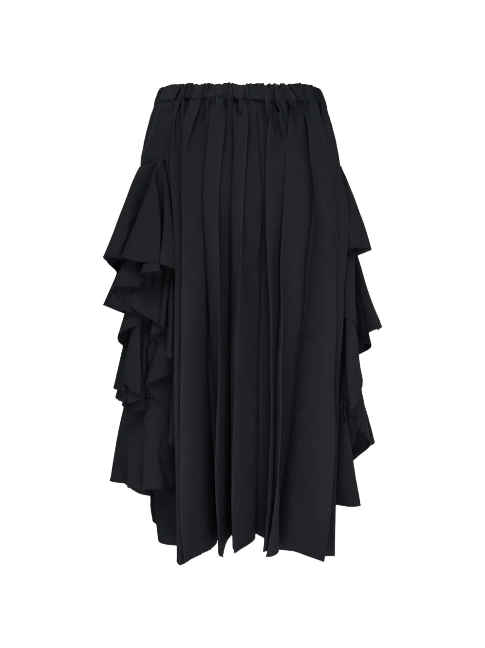 Black Comme Des Garçons ruffled tiered midi skirt Zwart
